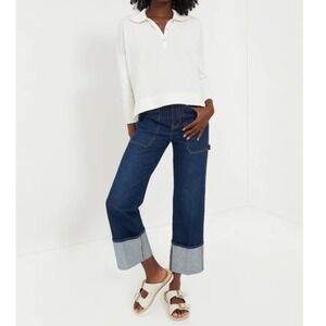 Tuckernuck Clayton Knit Polo Top Collared Button Down Sweater White XS/S  *READ*